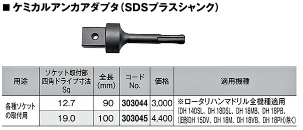 HiKOKI ケミカルアンカアダプタ SDSプラスシャンク 12.7 全長90mm 