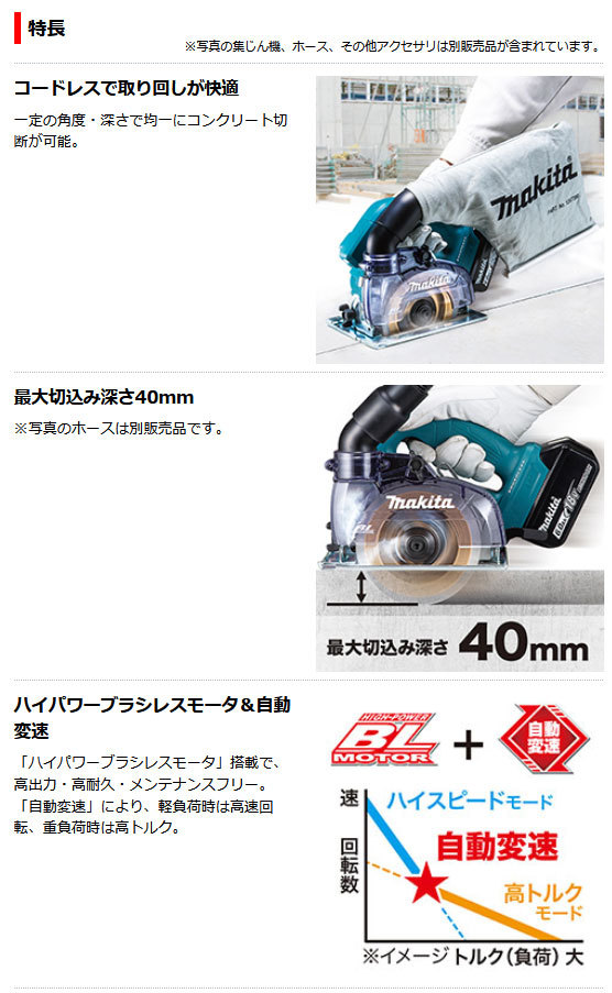 マキタ 18V 充電式防じんカッタ CC500DZ 125mm 無線連動対応 本体のみ 