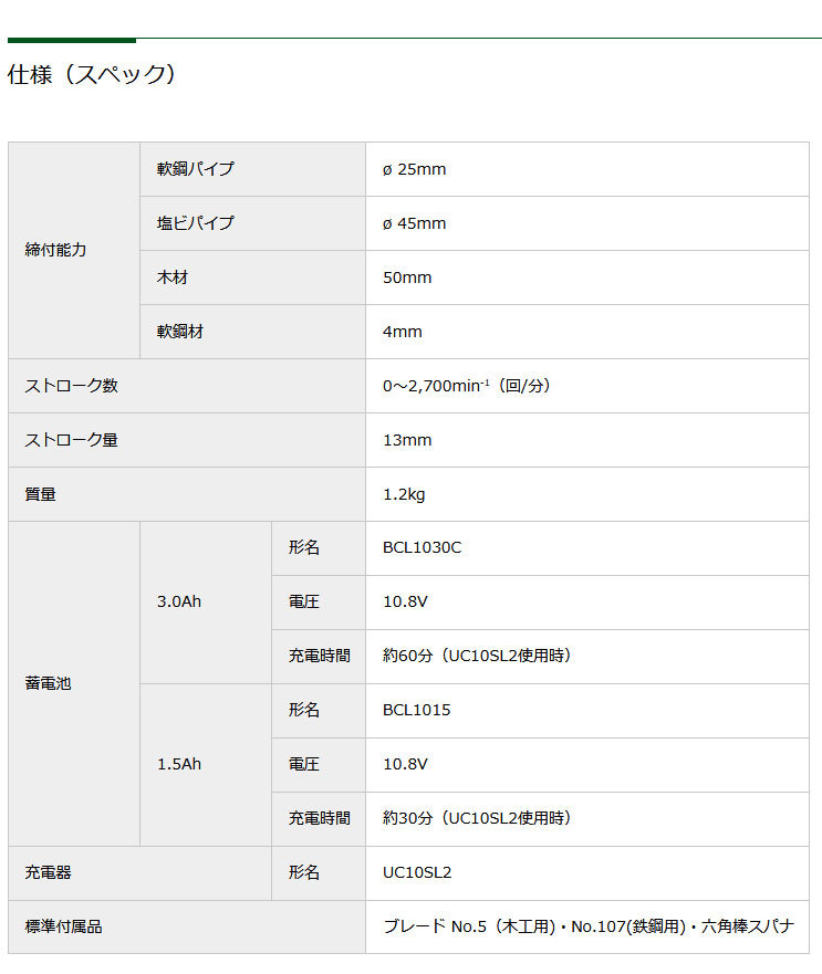 HiKOKI 10.8V セーバソー CR10DL(LMSK) 3.0Ahバッテリ・充電器・ケース付 :CR10DL-LMSK:ツールズ匠 - 通販  - Yahoo!ショッピング