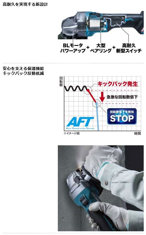 マキタ 40V 充電式ディスクグラインダ GA001GZ 100mm スライドスイッチ