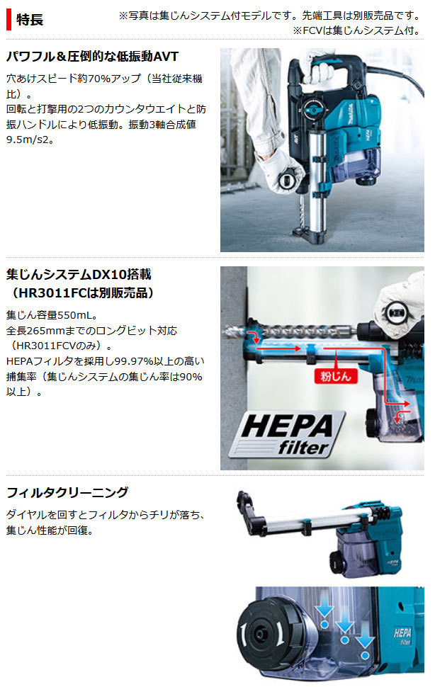マキタ ハンマドリル HR3011FC 30mm SDSプラスシャンク ビット別売 ツールズ匠 - 通販 - PayPayモール