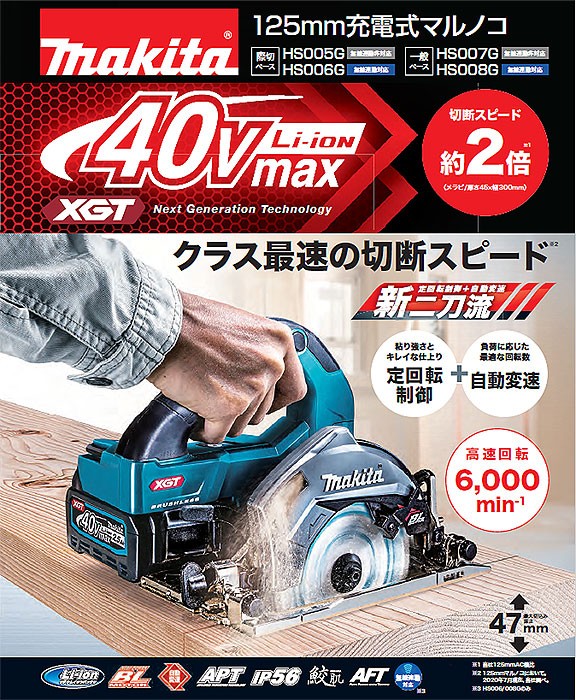 マキタ 40V 充電式マルノコ HS008GRDX 125mm 無線連動対応/一般ベース