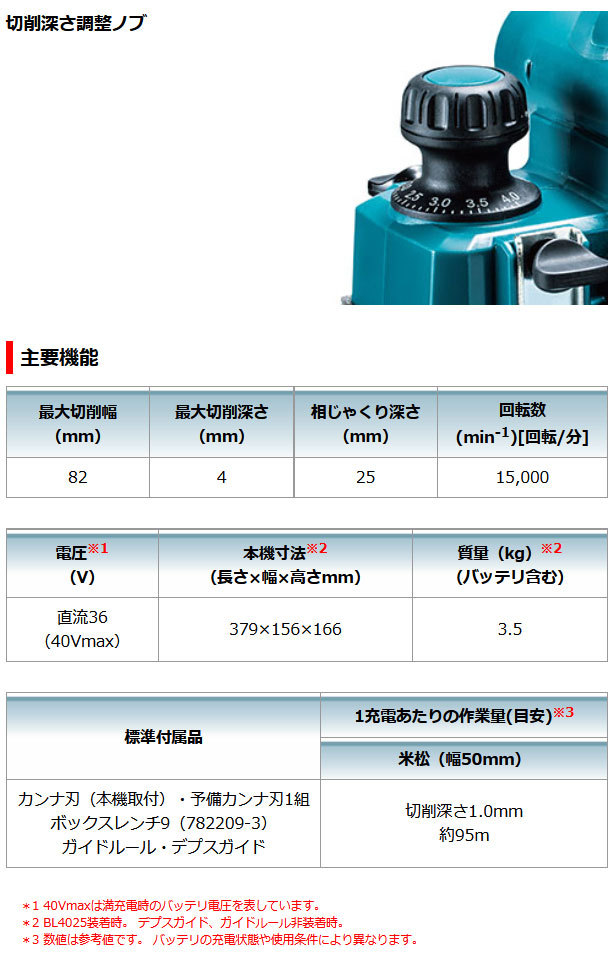 マキタ 40V 充電式カンナ KP001GZ 82mm 替刃式 無線連動対応 本体のみ