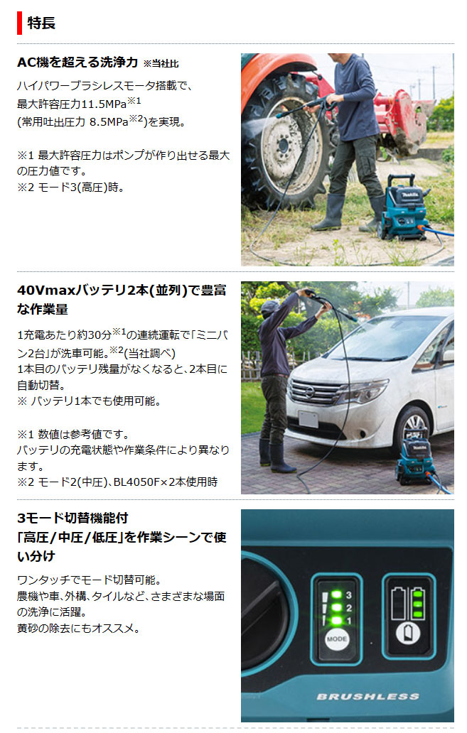 マキタ 充電式高圧洗浄機 MHW001GZ 40Vmax 本体のみ(バッテリ
