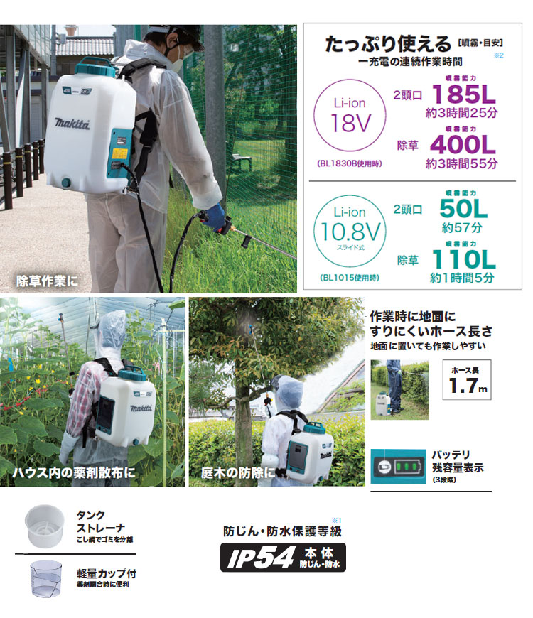 送料0円送料0円マキタ 充電式噴霧器 MUS107DZ 背負式 タンク容量10L