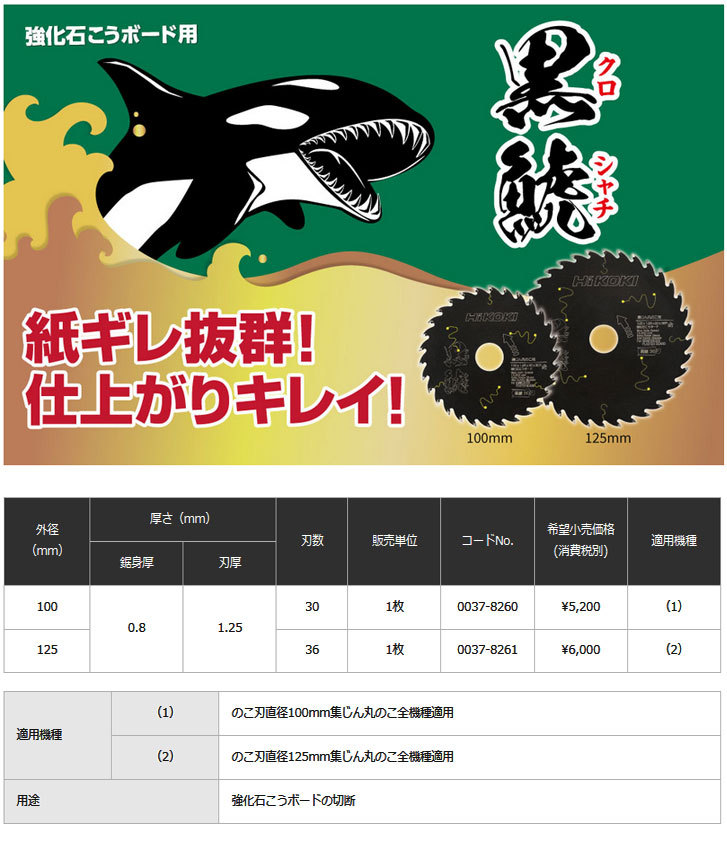 HiKOKI スーパーチップソー 黒鯱(クロシャチ) 125mm 0037-8261 強化石