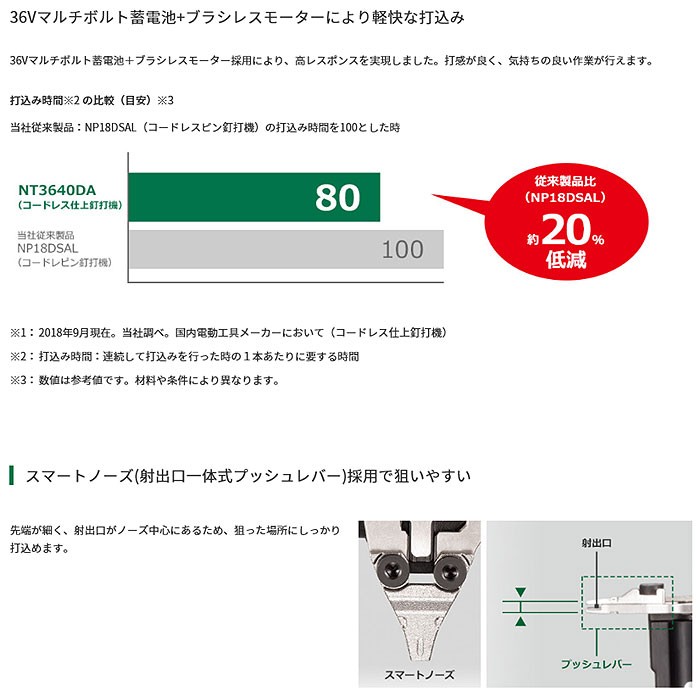 HiKOKI 36V コードレス仕上釘打機 NT3640DA(NNK) マルチボルト 本体+ケースのみ(バッテリ・充電器別売) :NT3640DA- NNK:ツールズ匠 - 通販 - Yahoo!ショッピング