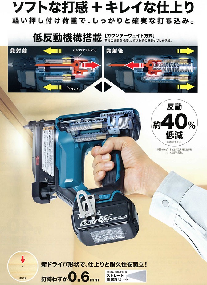 TOOL-GYM ショッピング店マキタ[makita] 18V 35mm 充電式ピンタッカ