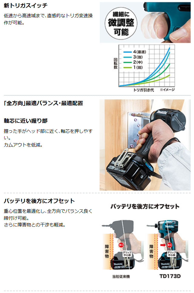 マキタ 18V 充電式インパクトドライバ TD173DXB 黒 6.0Ah マキタ 18V 充電式インパクトドライバ TD173DXB 黒 6.0Ah