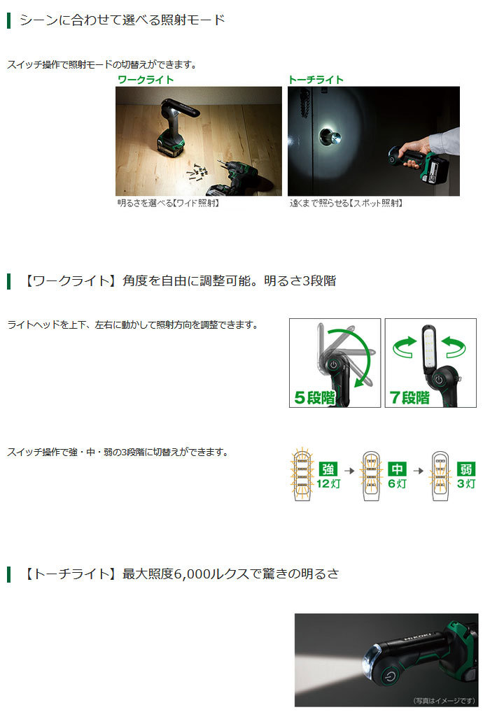 受注生産品】 UB18DKL ハイコーキ BSL18UA 在庫 日立 本体のみ コードレスヘッドライト セット品バラシ