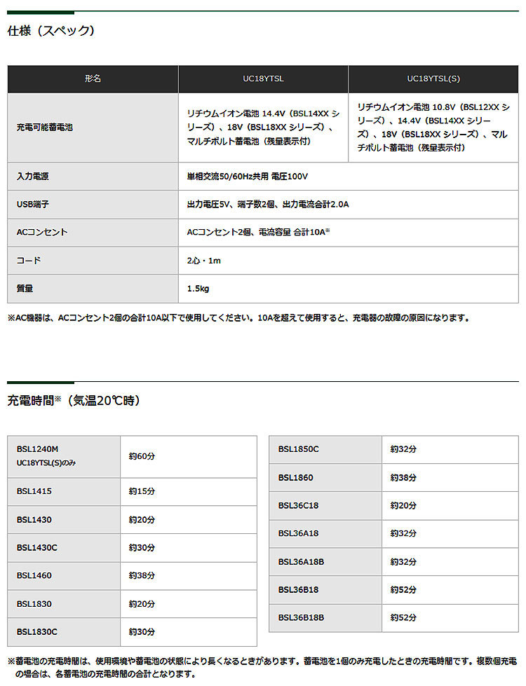 HiKOKI マルチポート充電器 UC18YTSL(S) 冷却機能付 スライド式10.8V