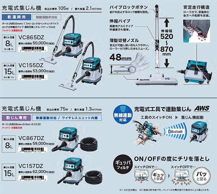 マキタ  充電式集じん機  乾湿両用  本体のみ