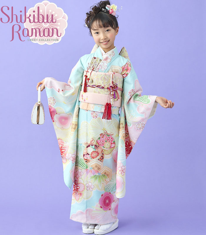 【はるママさん専用】七五三 花柄 着物 青とピンク　7歳　竹下パラダイスカラー 楽天市場】七五三 着物 7歳 フルセット レンタル 753 7歳女の子