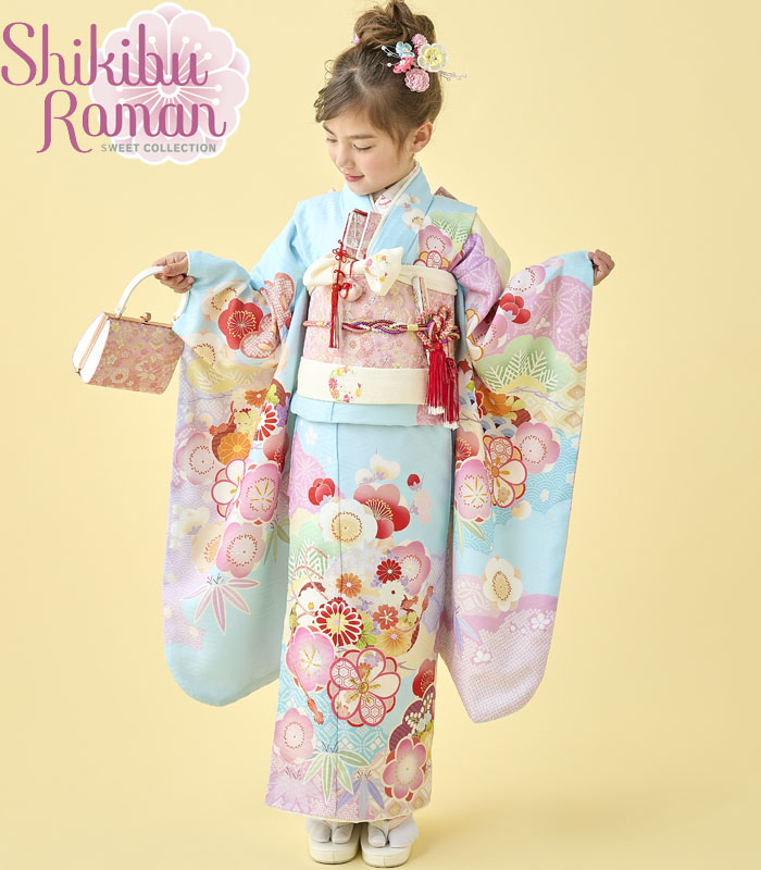 七五三 着物 7歳 女の子 着物フルセット 式部浪漫 ブランド 絵羽 七五三 着物 7歳 女の子 着物フルセット 式部浪漫 ブランド 絵羽