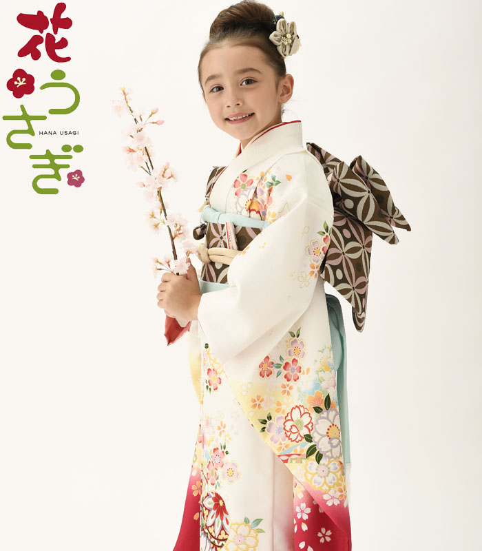 【オススメ】七五三 7歳 女の子 着物 襦袢付き 水色 花柄 うさぎ 七五三 着物 7歳 女の子 着物フルセット 花うさぎ ブランド HN-3