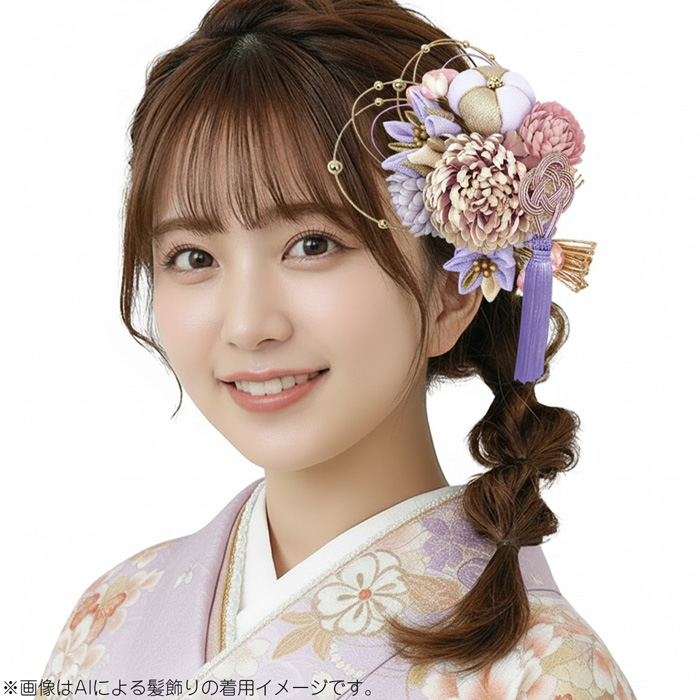 つまみ細工 白梅のかんざし ふさ付き 振袖 成人式 着物 和装 髪飾り KIMONOMACHI （Prices down2）成人式 髪飾り つまみ細工 かんざし2本