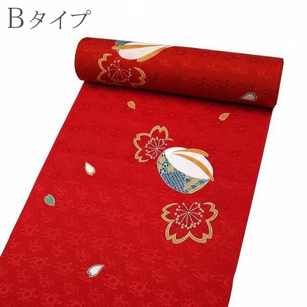 振袖用 正絹 長襦袢 友禅染 j-185 送料無料 反物 赤 レッド 振袖 成人