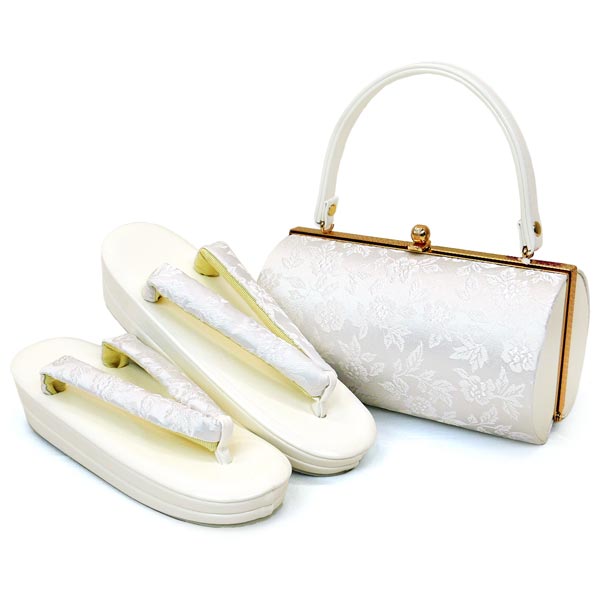 Lサイズ 草履バッグセット zb-029 振袖 袴 白 ホワイト 成人式 卒業式