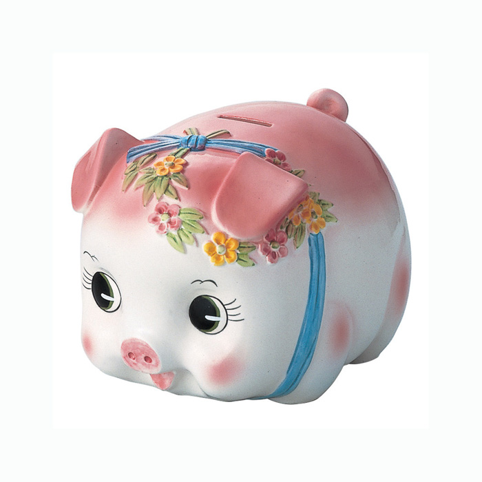 ピギーバンク 豚 貯金箱 中 ピンク 単品販売 ぶたちゃんの貯金箱 豚バンク 幸せのシンボル インテリア