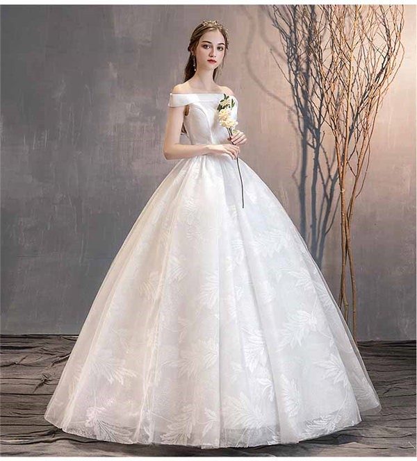 激安 ウェディングドレス aライン オフショルダー レース 二次会 シンプル マキシ 花柄 花嫁 披露宴 ブライダル 結婚式 ロングドレス 演奏会