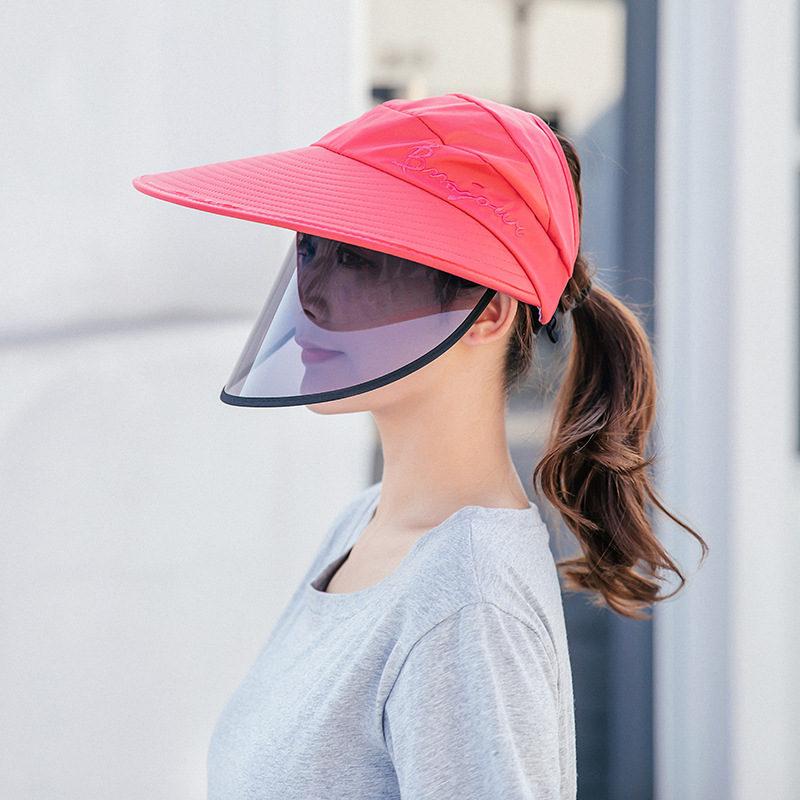 サンバイザー レディース つば広帽子 全顔覆う 紫外線対策 花粉症防止 フェイスカバー 自転車 UVカット 日焼け軽減 ゴルフ ワイドバイザー