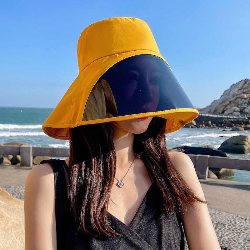 サンバイザー レディース つば広帽子 全顔覆う 紫外線対策 花粉症防止 フェイスカバー 自転車 UVカット 日焼け軽減 ゴルフ ワイドバイザー  財布、帽子、ファッション小物