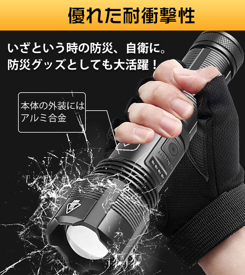 送料無料 懐中電灯 ledライト 強力 軍用 ハンディライト 充電式