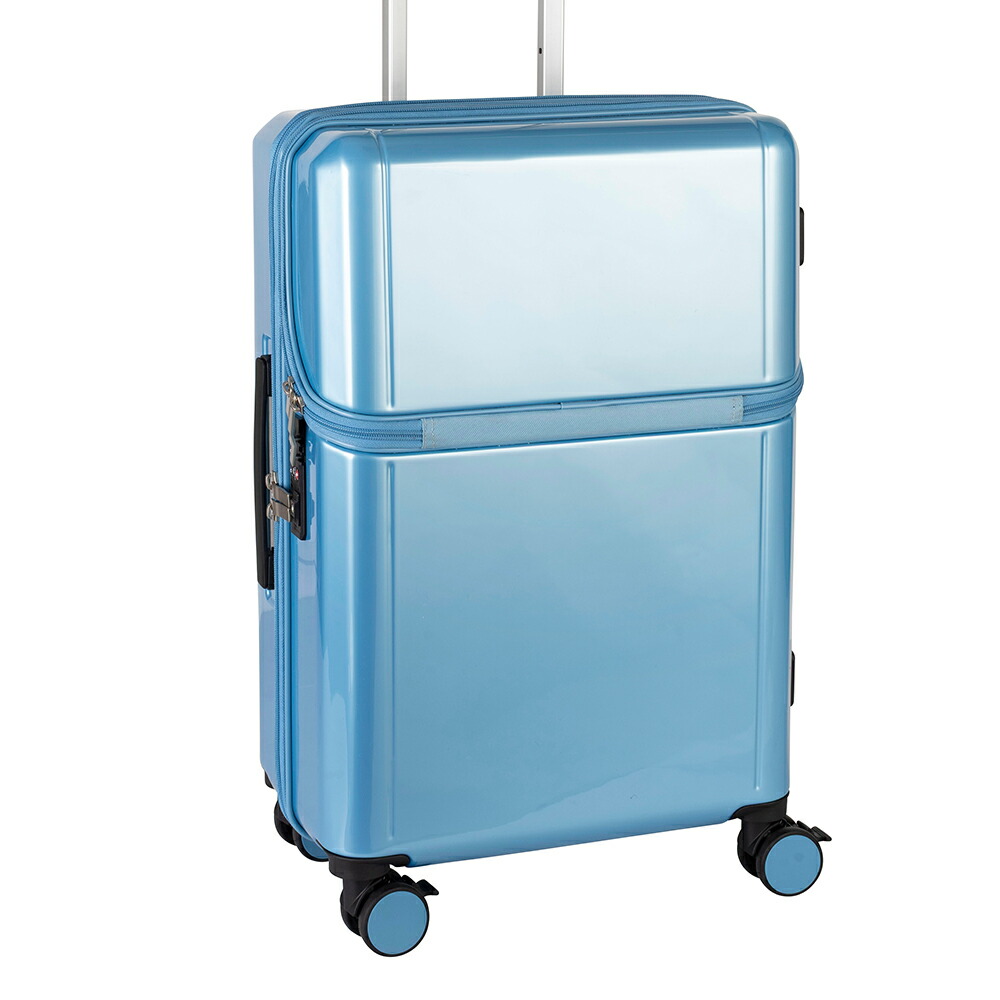 アンドシュエット 美品 水色 キャリーケース 青 カート クラシック 旅行鞄 協和 スーツケース 正規品 ACTUS リプト Mサイズ フロントオープン