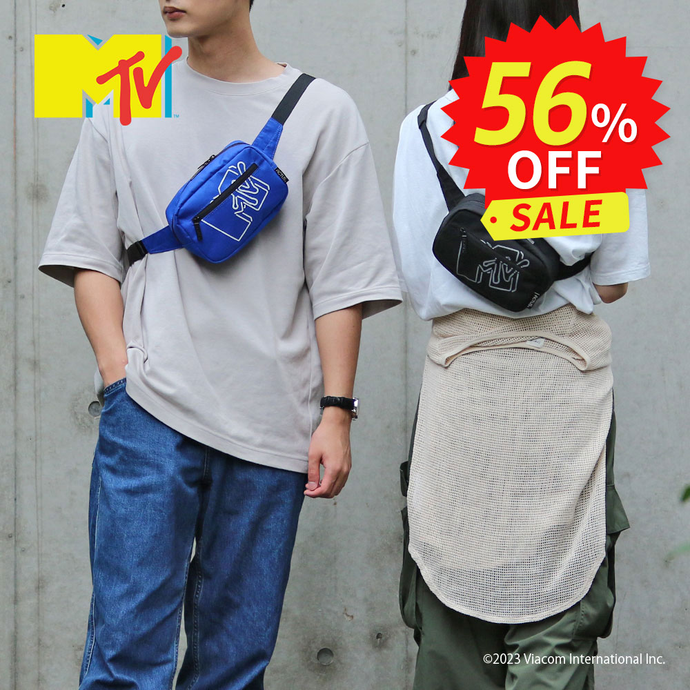 ACTUS MTVコラボ ウエストポーチ ウエストバッグ ユニセックス デイリーバッグ シンプル ブラック ブルー レディース メンズ 男女兼用 ファスナー ナチュラル カジュアル 旅行 ピクニック レジャー キャンプ