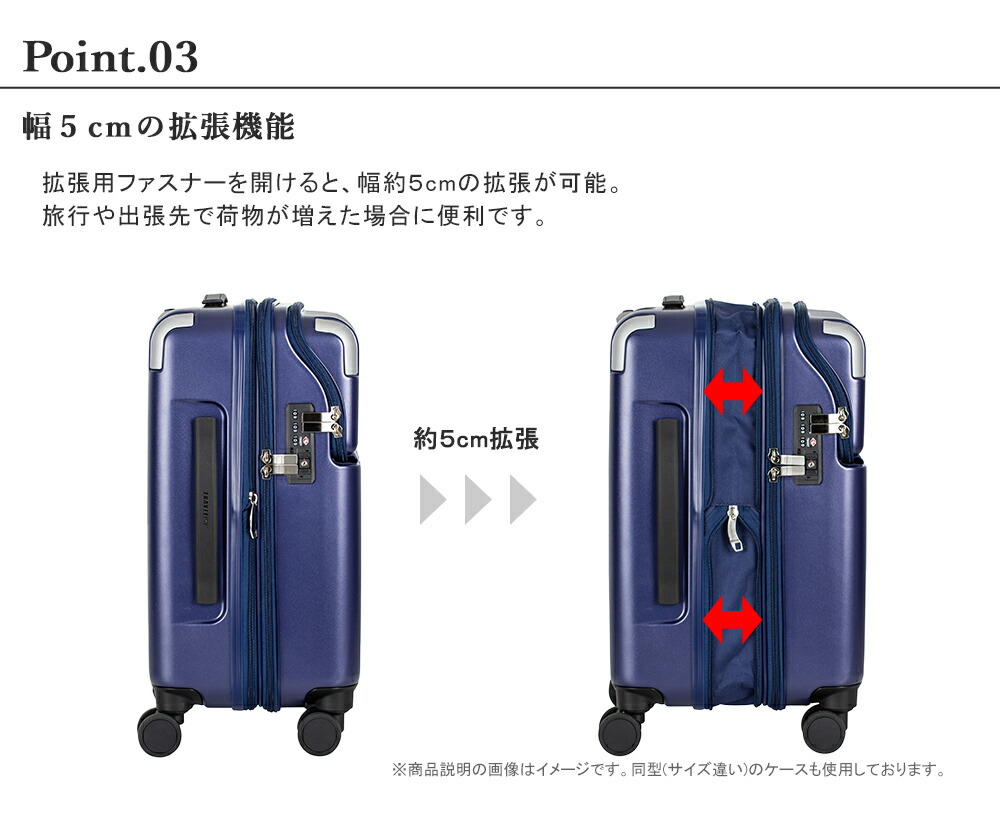 スーツケース 機内持込 中型 Sサイズフロントオープン ストッパー付