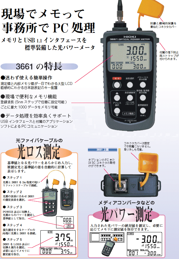 (納期約2週間)日置電機 HIOKI 光パワーメータ 3661 :hioki-3661:KanamonoYaSan KYS - 通販