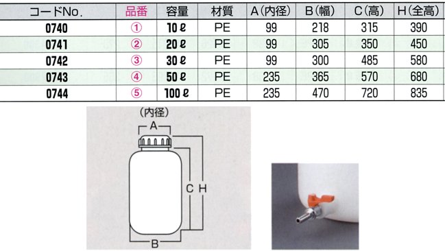 瑞穂化成工業 mizuho 広口瓶ボールコック付 30L 0742 : mh-0742