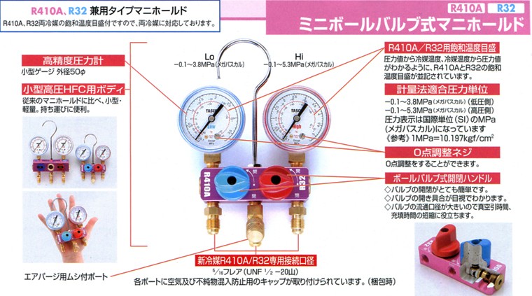 イチネンTASCO TA122MB ミニボールバルブ式マニホールドキット - 通販