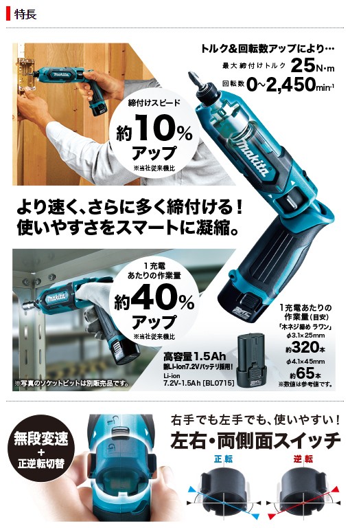 マキタ Makita 7.2V 1.5Ah 充電式ペンインパクトドライバ 黒