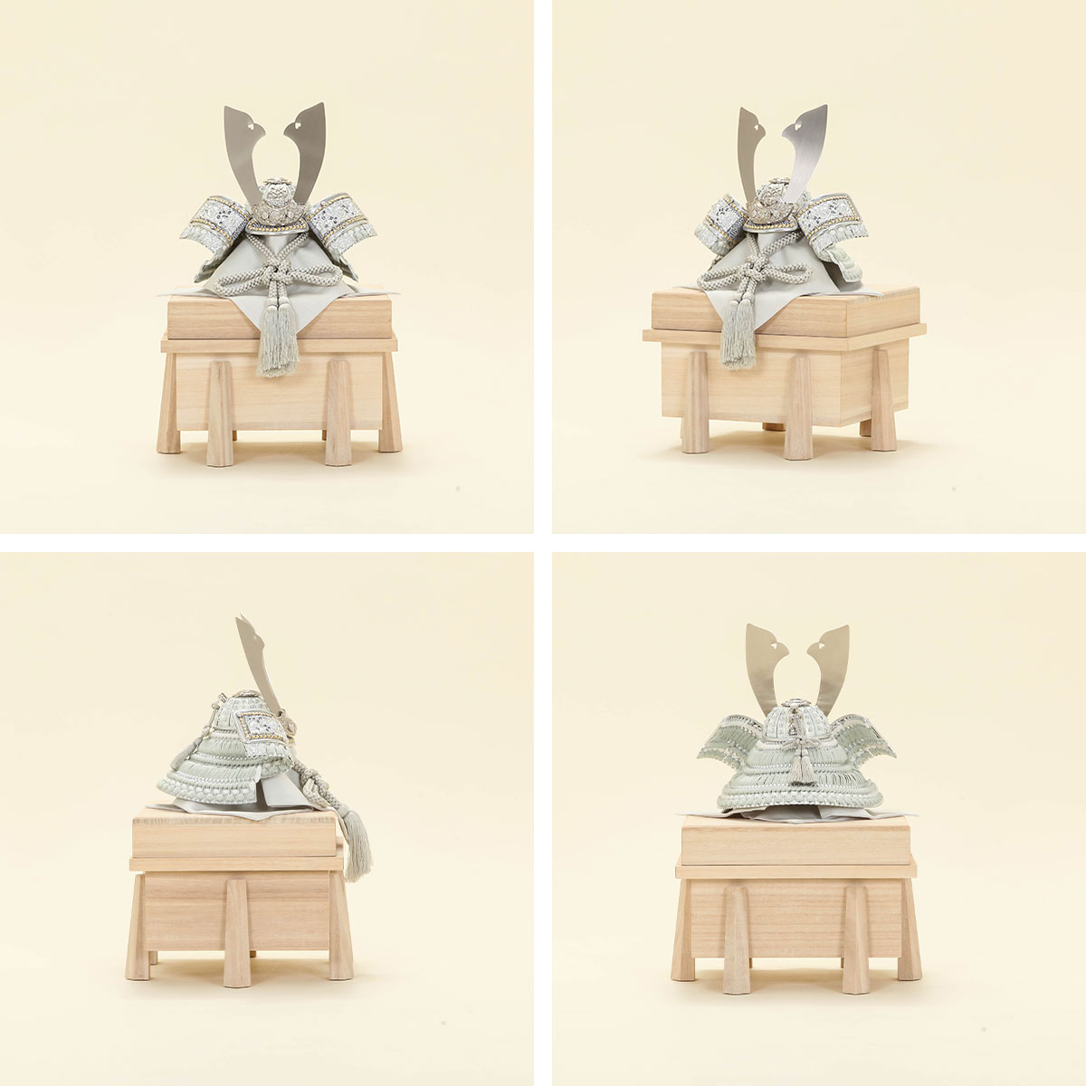 五月人形 兜　グリーンと金　コンパクト　極美品 オフシーズン割引☆10％OFF！】五月人形 コンパクト 兜 8号 一徳 金白