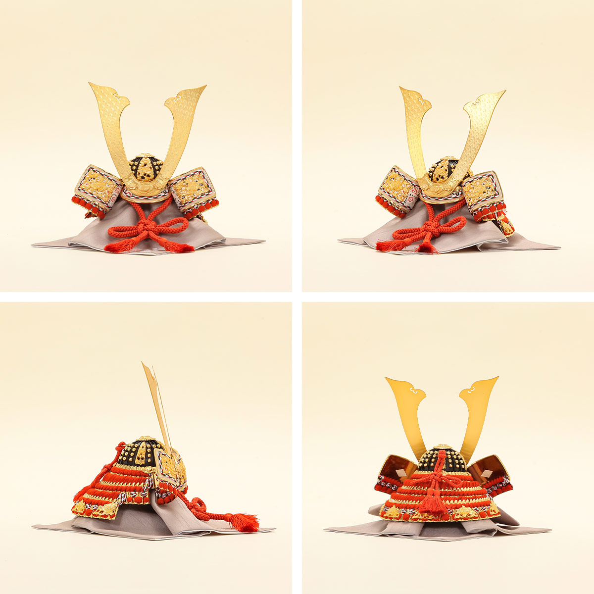 平安武久作 五月人形 コンパクト 兜 8号 朱赤 仁 ゴールド 兜飾【ご