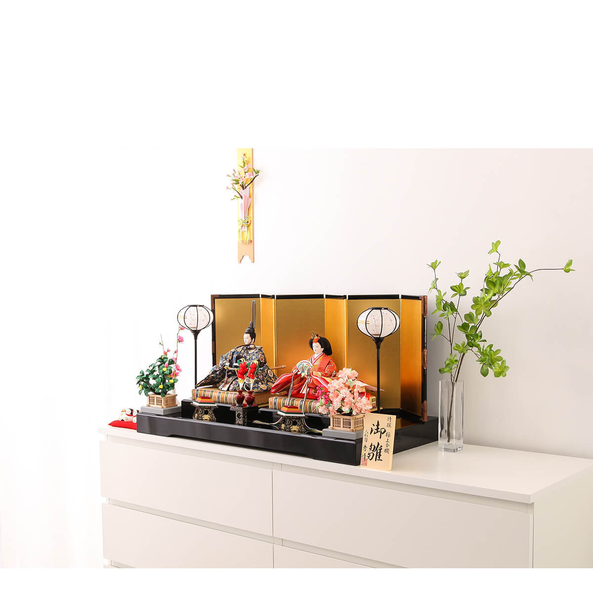 2/18〜2/25☆ポイント2倍！】雛人形 親王飾り 九番 正絹 華椿 金屏風飾