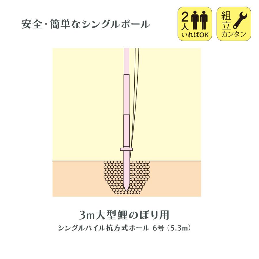 3m大型鯉のぼり用 シングルパイル杭方式ポール 6号（5.3m） : koi-200-540 : 人形と結納 久宝堂Yahoo!店 - 通販 -  Yahoo!ショッピング