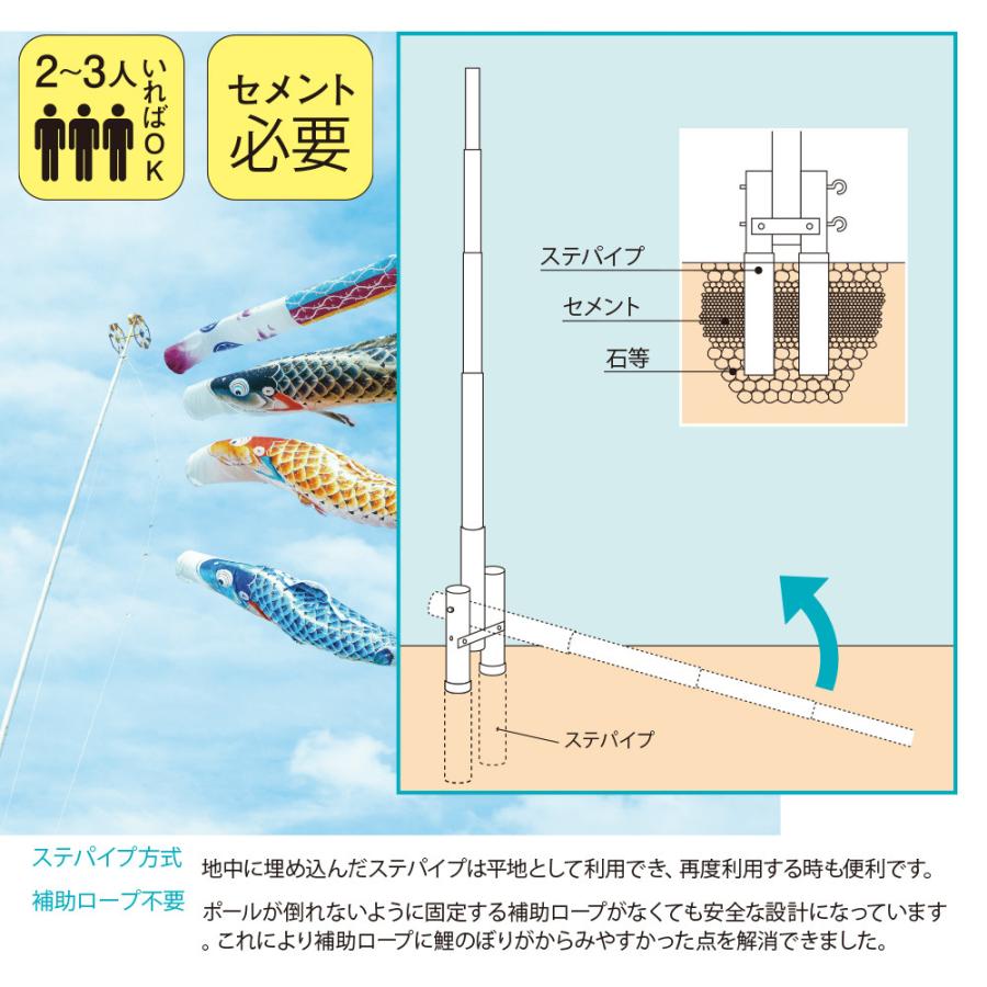 4m大型鯉のぼり用 スーパーDXポール 8号（8.3m）