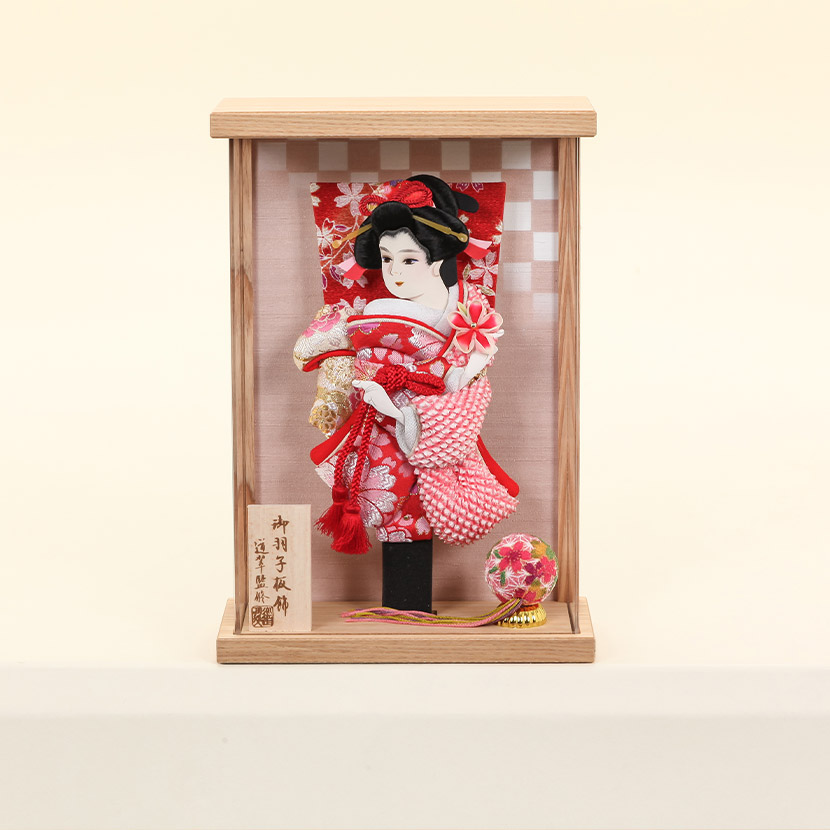 レビュープレゼント】羽子板 壁掛け 羽子板飾り 7号 葵 白木 ケース飾