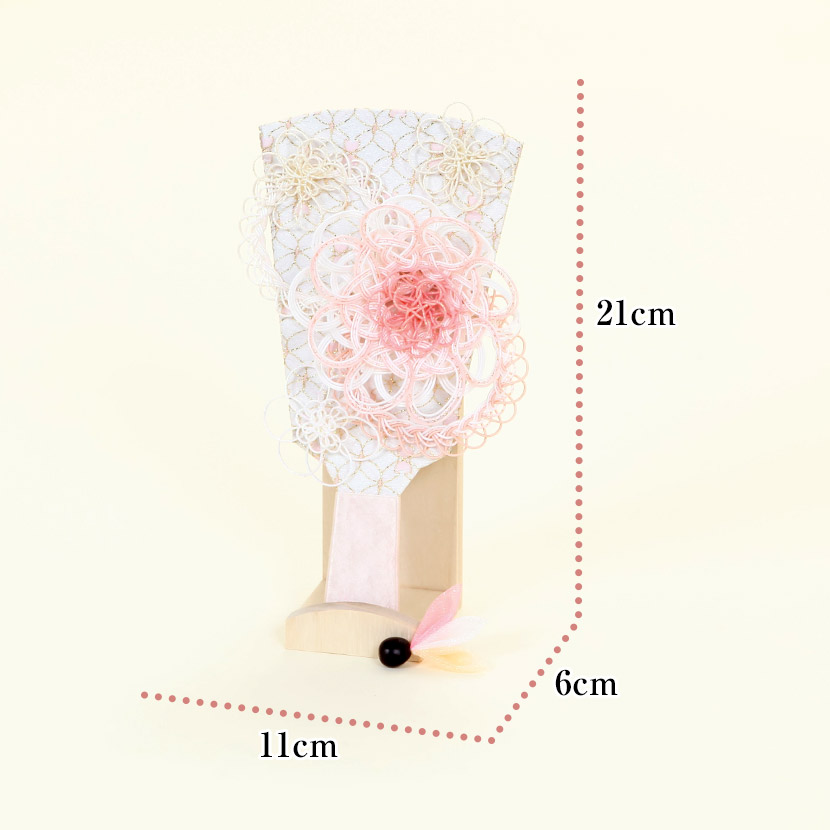 レビュープレゼント】水引細工 羽子板飾り 6号 くすみピンク 立台飾