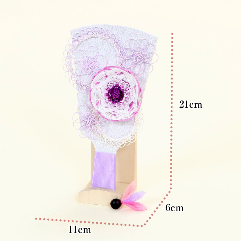 水引細工 羽子板飾り 6号 パープル 立台飾 無患子付羽根 新作 お正月