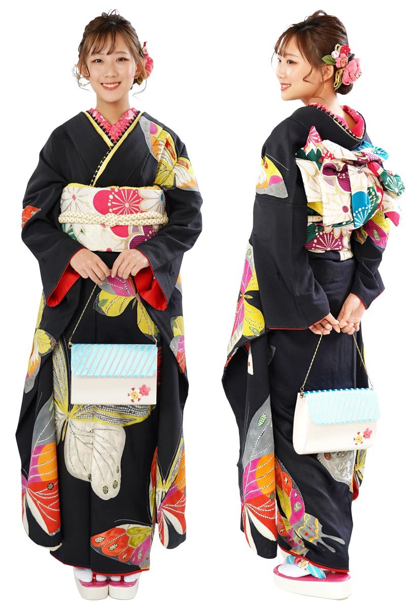 在庫処分】振袖用 バッグ 単品 桜梅 橙黒赤水色 刺繍 成人式 卒業式 袴