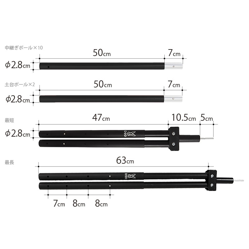 DOD FA5-603-BK フタマタノキワミ ワンポールテント用 二又 ジョイント