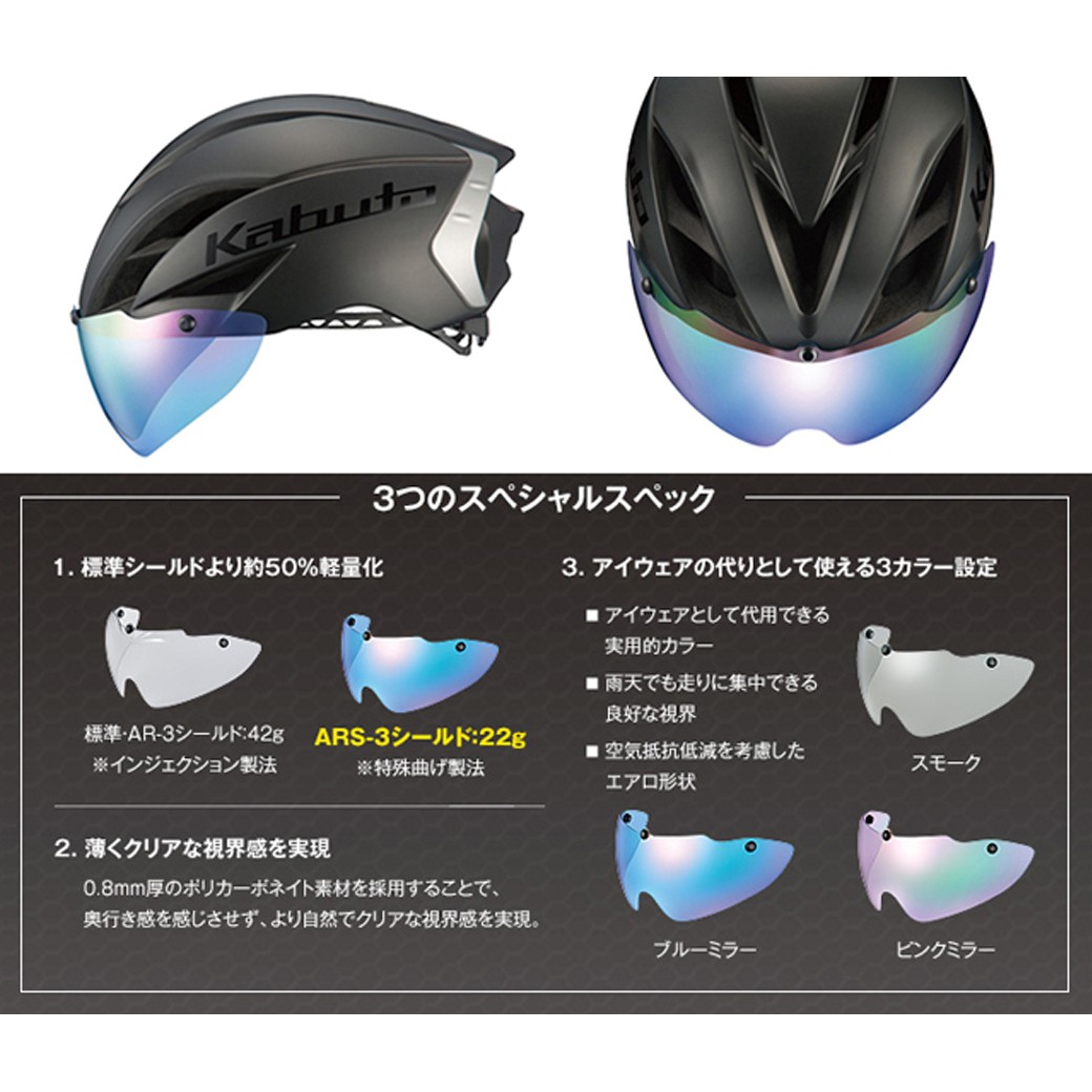 OGK Kabuto KABUTO ARS-3AERO-R1用 オプションシールド ミラーカラー 