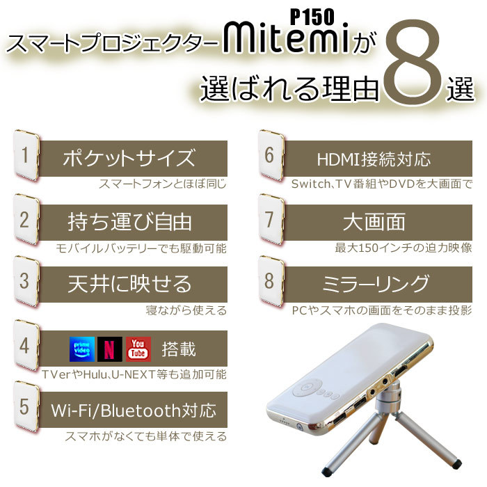 RAMASU ZIP キテルネ プロジェクター RA-P150 mitemi スマート