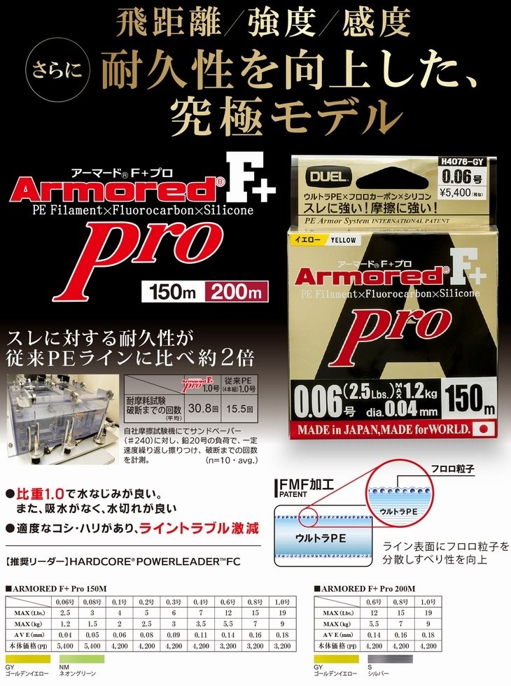 DUEL デュエル ヨーヅリ アーマード F+ Pro 0.8号 15lb 150m GY ゴールデンイエロー H4083  :H4083-GY:フィッシングK'Z(ケーズ) - 通販 - Yahoo!ショッピング