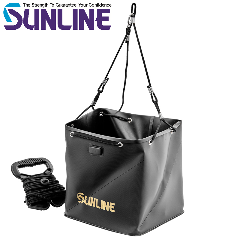 サンライン（SUNLINE） 巾着水汲みバケツ SB-519 ブラック ホワイト