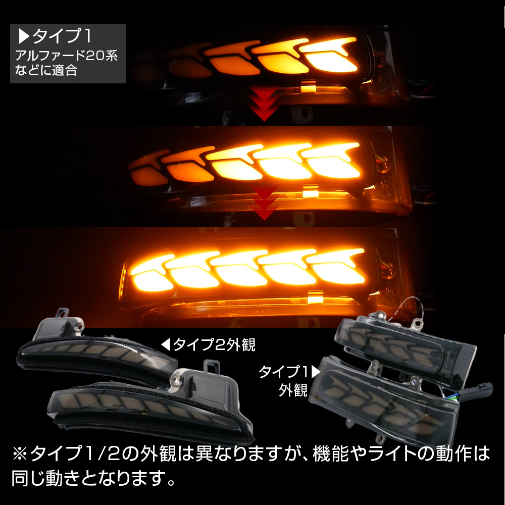 アルファード ヴェルファイア30 LEDドアミラー 流れるウインカー デイライト 流れるウインカー アルファード ヴェルファイア 30系 ALPHARD