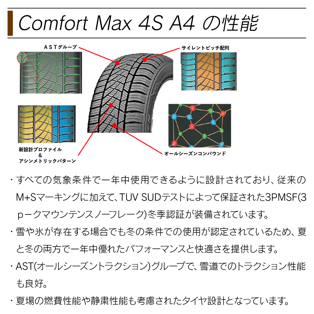 HABILEAD ハビリード ComfortMax 4S A4 205/60R16 96H XL オールシーズン タイヤ 4本セット | 信玄 | 02